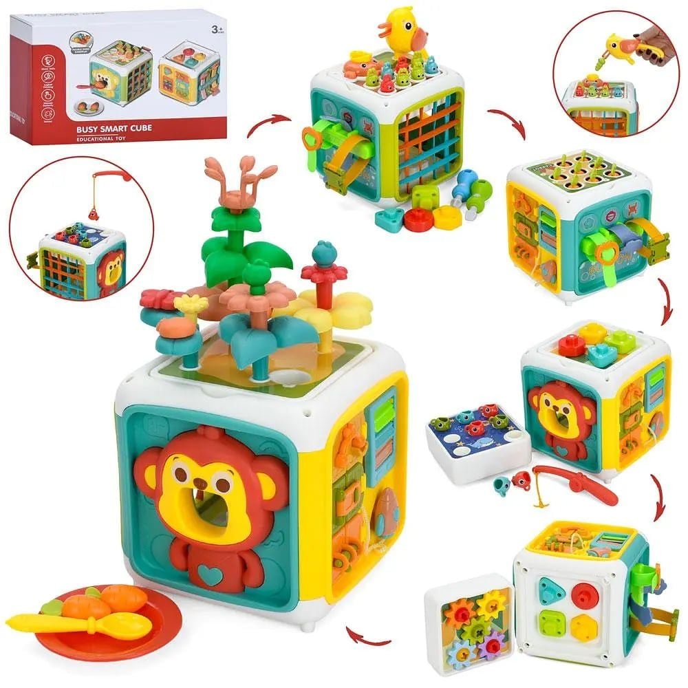  Đồ chơi vận động : KHỐI LẬP PHƯƠNG 6 MẶT CHÚ KHỈ BẬN RỘN – BUSY SMART CUBE, 3ages+, No. YL562A 