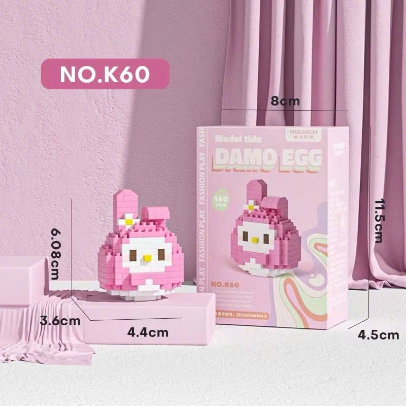  Đồ chơi lắp ráp : Bộ sưu tập mô hình Sanrio Damo Egg Mini Blocks, 6ages+, No. K59,60,61,62,64 