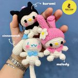  Móc Khóa Len Handmade – Bộ Nhân Vật Sanrio (Kuromi, My Melody, Cinnamoroll) - ẢNH THẬT CỦA SHOP 