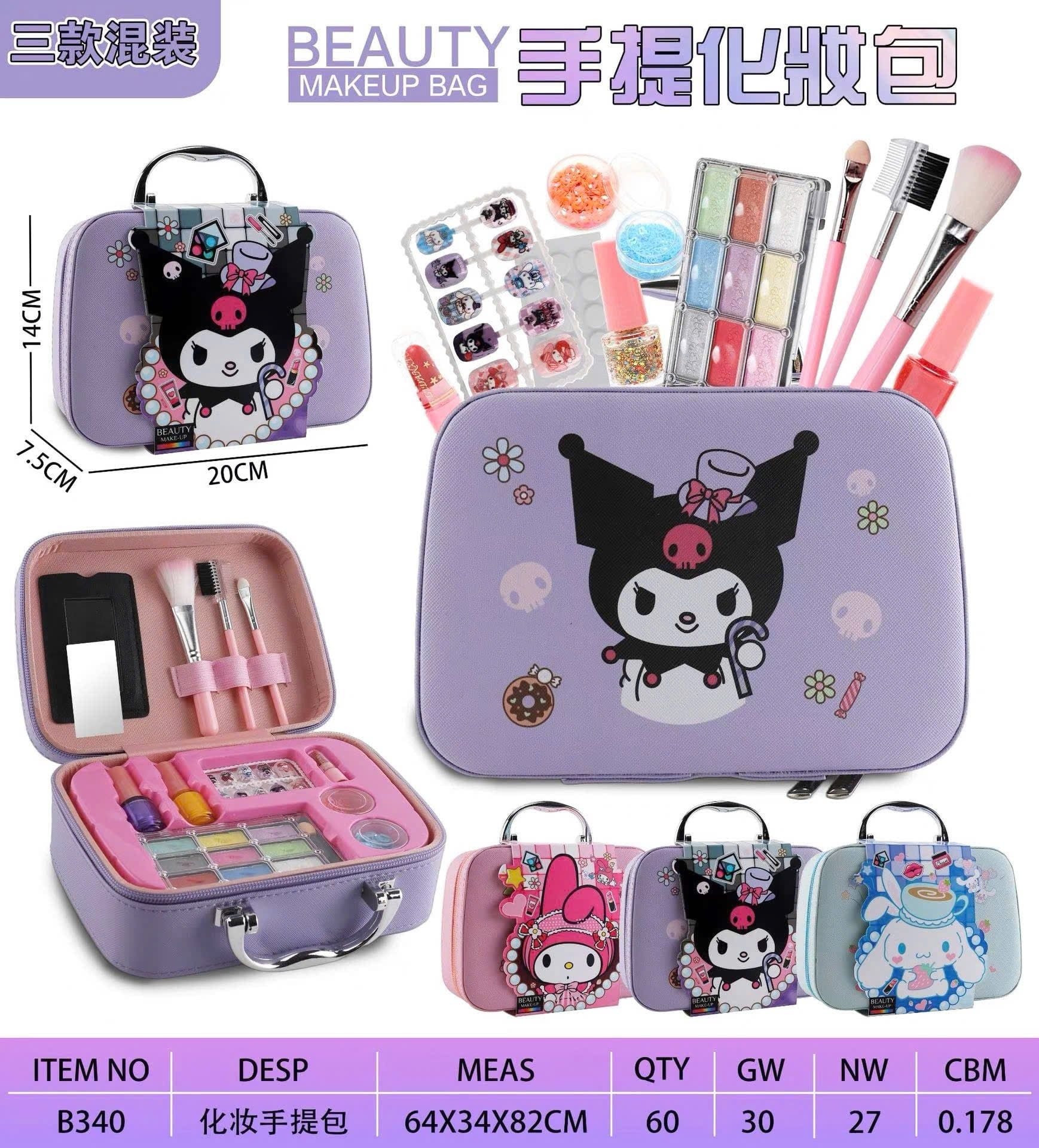  ( ĐỌC KỸ MÔ TẢ ) Đồ chơi nhập vai : Bộ vali trang điểm Kuromi, Melody, Cinnamoroll cho bé, 3ages+, No. B340 