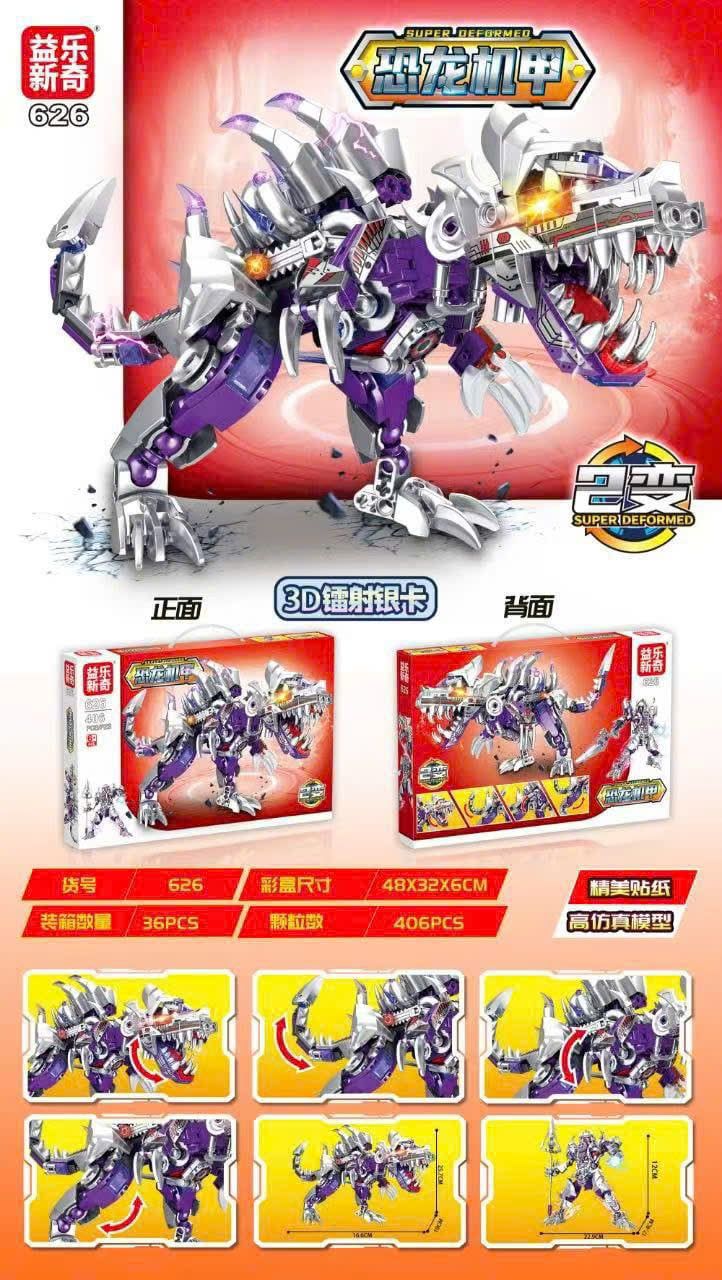  Đồ chơi lắp ráp : Robot Khủng Long Biến Hình 2in1 – Mô Hình Cơ Giới, 6ages+,386-432pcs, No. 617, 626, 807 