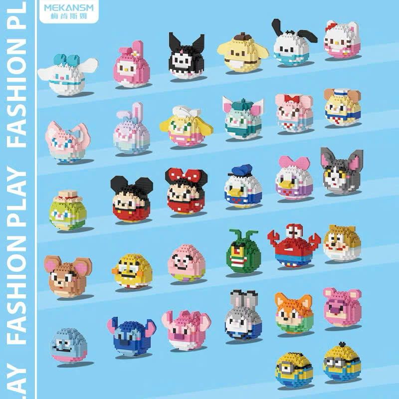  Đồ chơi lắp ráp : Bộ sưu tập mô hình Sanrio Damo Egg Mini Blocks, 6ages+, No. K59,60,61,62,64 