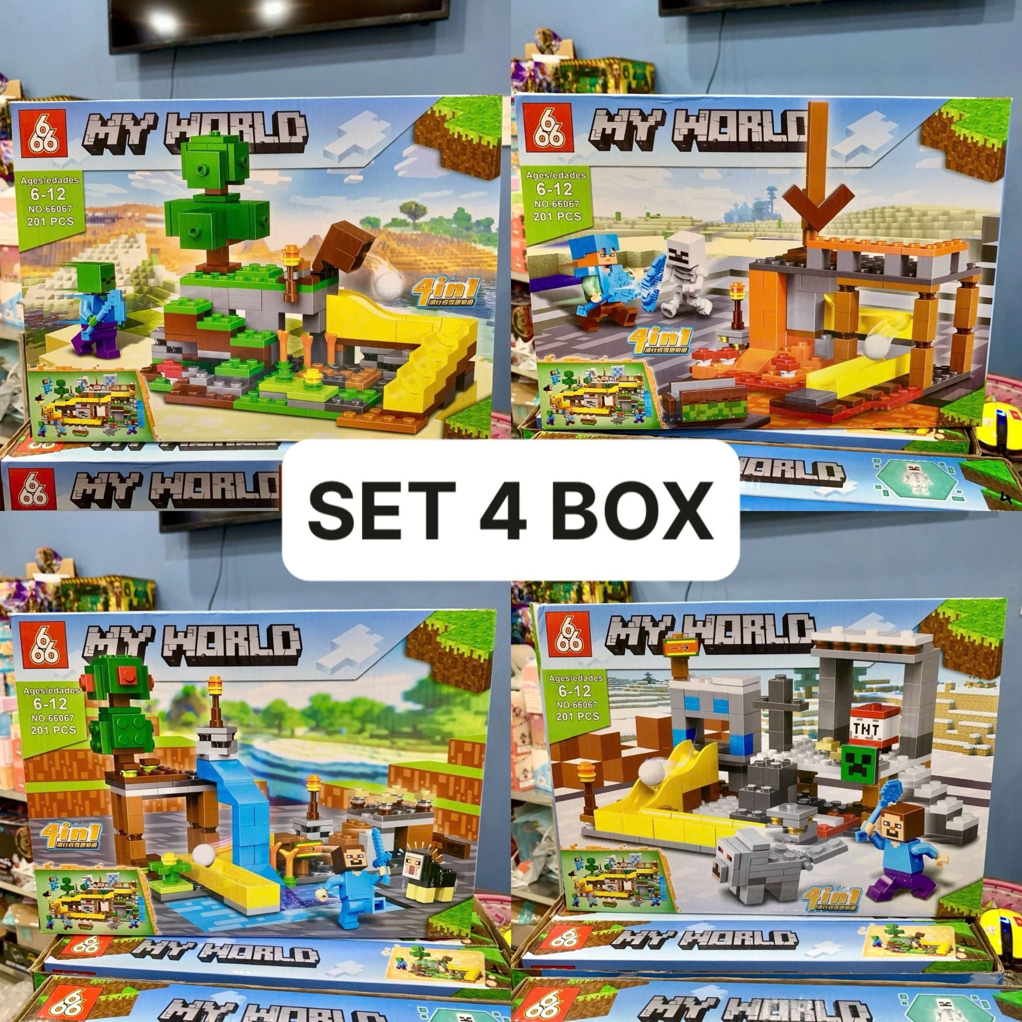  Đồ chơi lắp ráp : Bộ sưu tập nhiều mẫu Minecraft sáng tạo, 3ages, No. 66067, 66068, 66071, 470, D812-20, YZ7238-40 