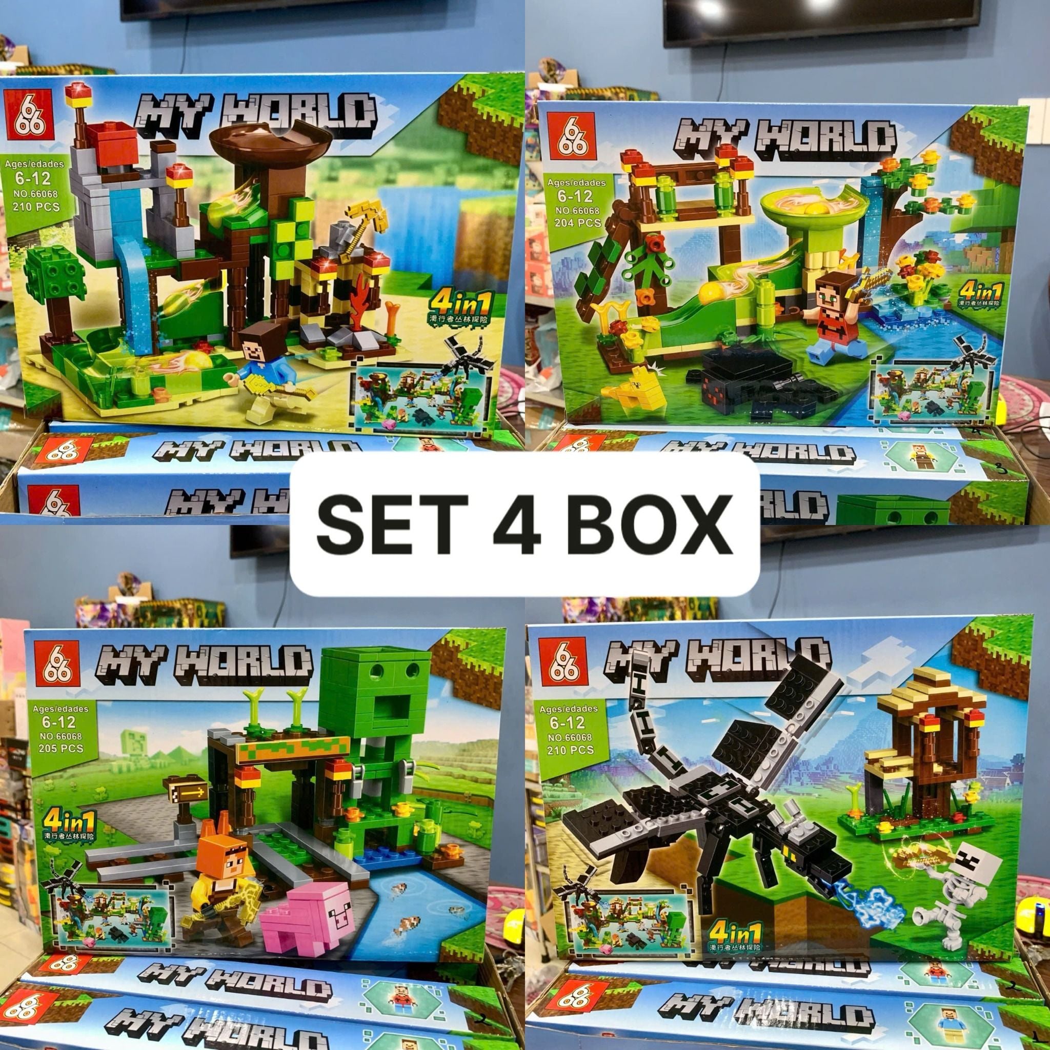  Đồ chơi lắp ráp : Bộ sưu tập nhiều mẫu Minecraft sáng tạo, 3ages, No. 66067, 66068, 66071, 470, D812-20, YZ7238-40 