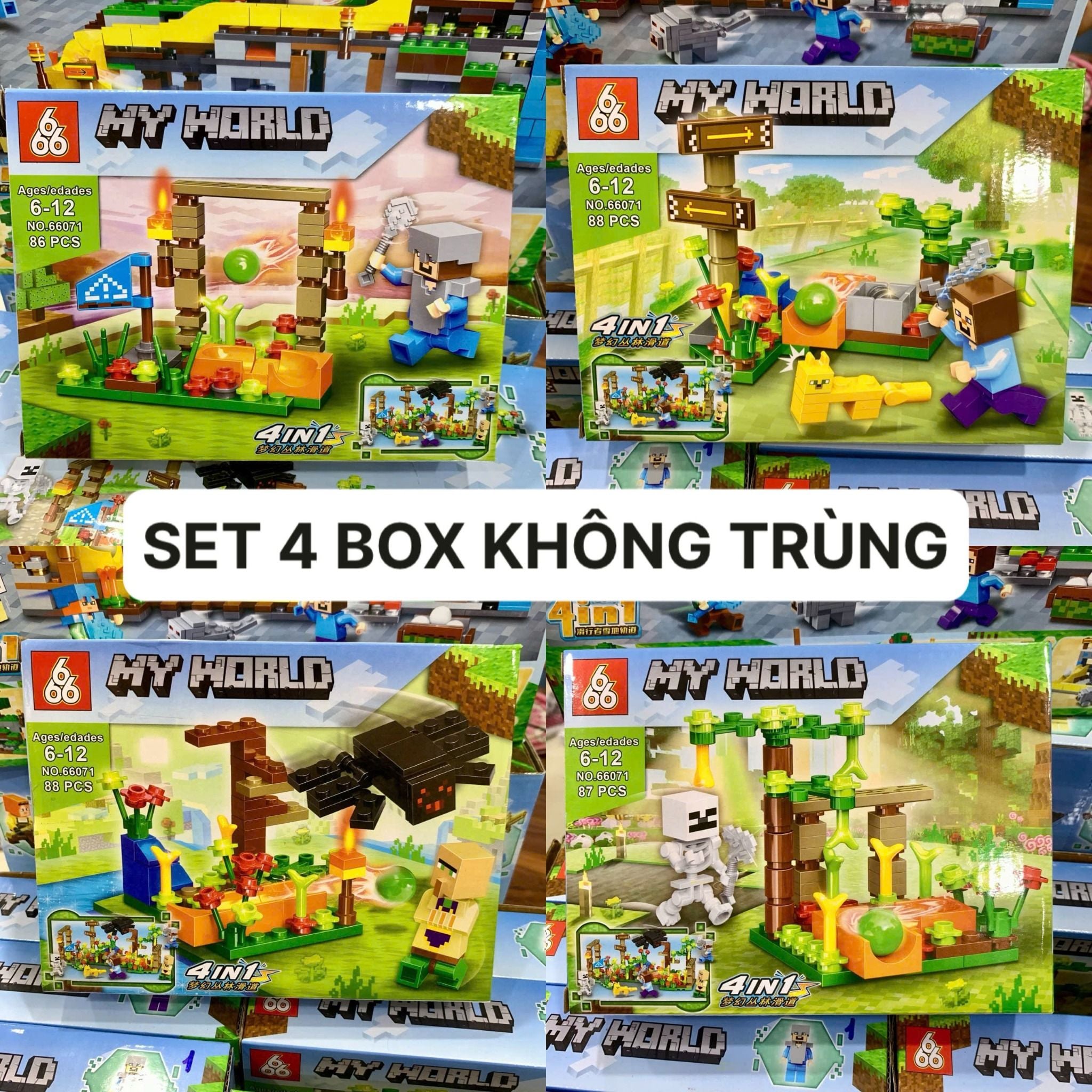  Đồ chơi lắp ráp : Bộ sưu tập nhiều mẫu Minecraft sáng tạo, 3ages, No. 66067, 66068, 66071, 470, D812-20, YZ7238-40 