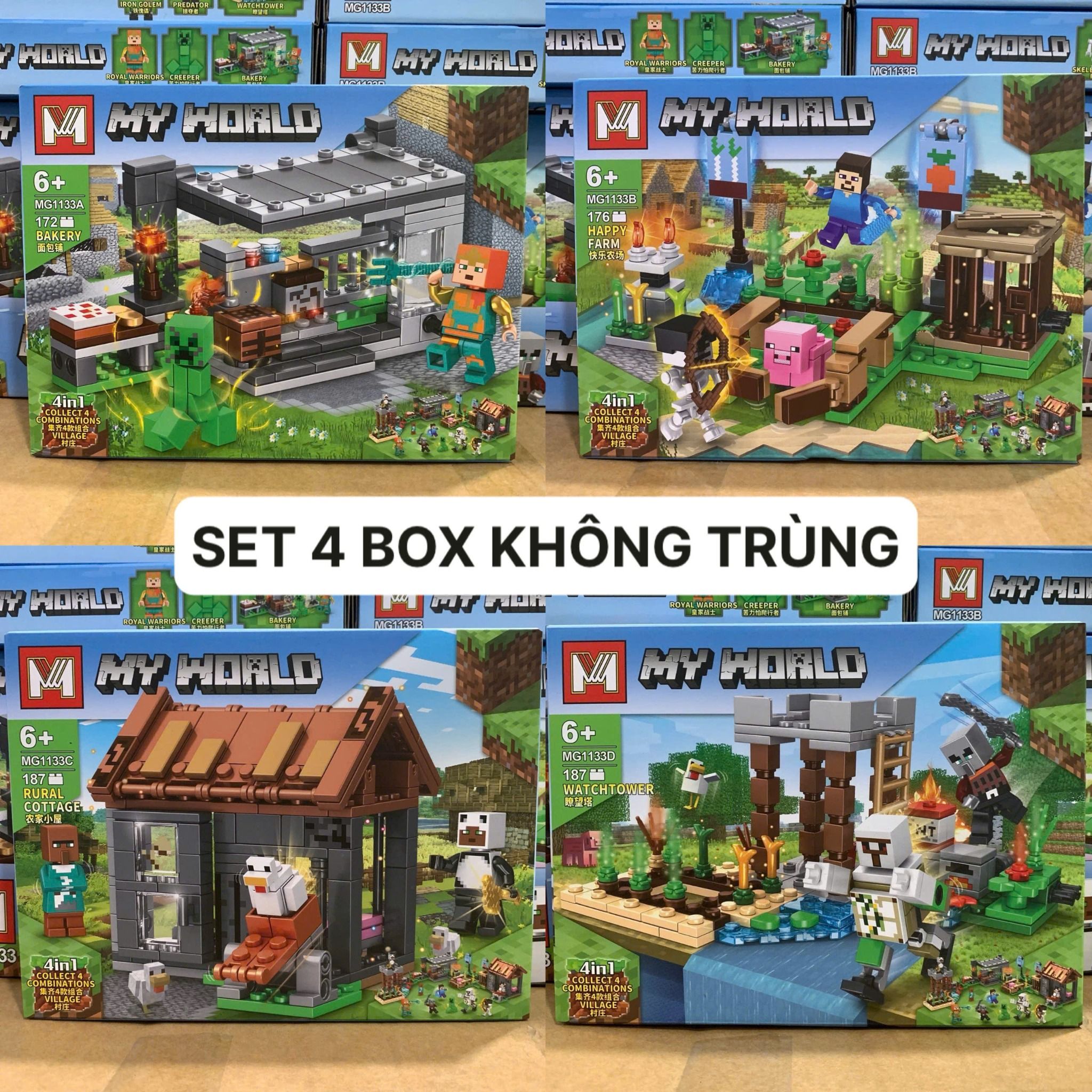  Đồ chơi lắp ráp : Bộ sưu tập nhiều mẫu Minecraft sáng tạo, 3ages, No. MG661, MG805, MG1252, MG1133, MG1351 