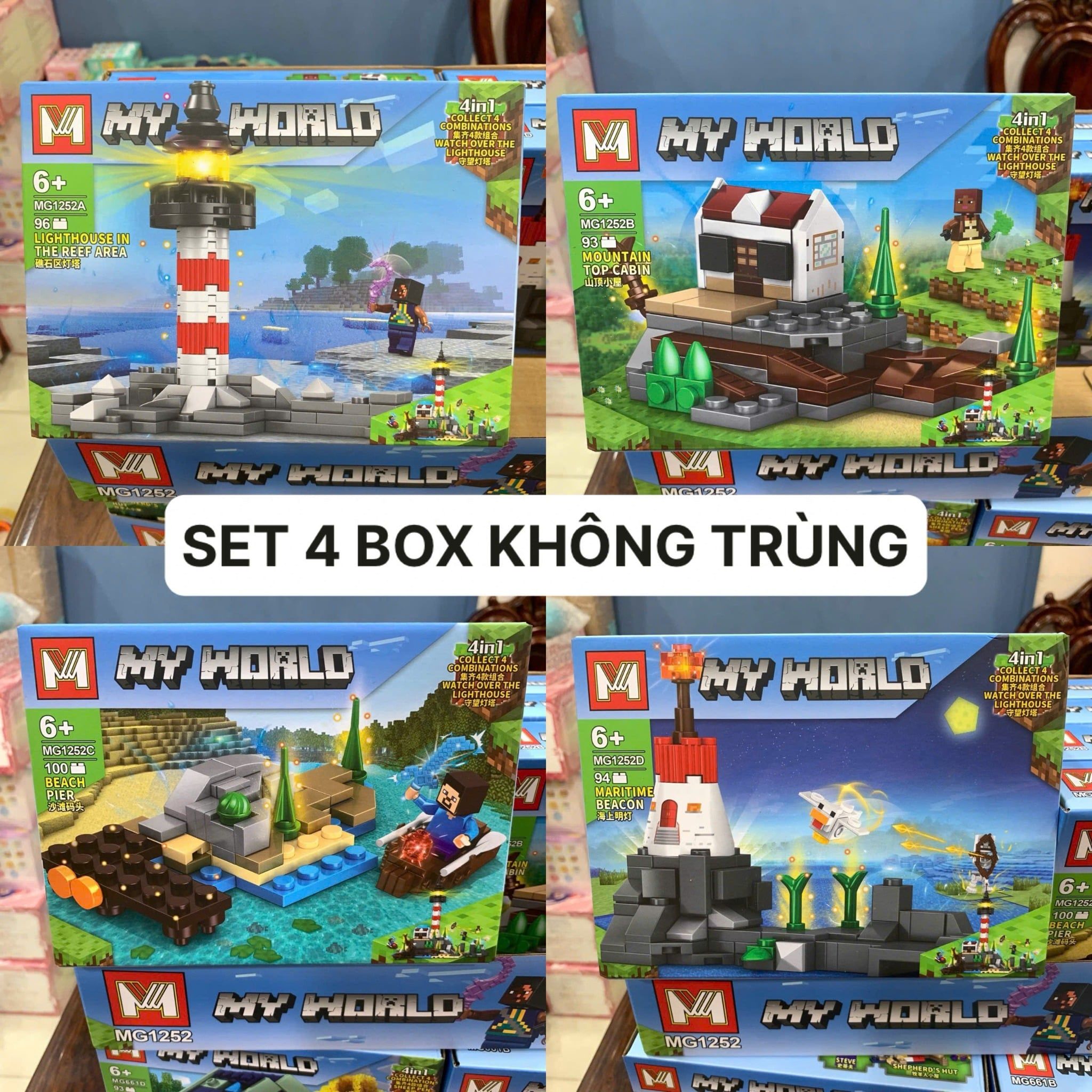 Đồ chơi lắp ráp : Bộ sưu tập nhiều mẫu Minecraft sáng tạo, 3ages, No. MG661, MG805, MG1252, MG1133, MG1351 