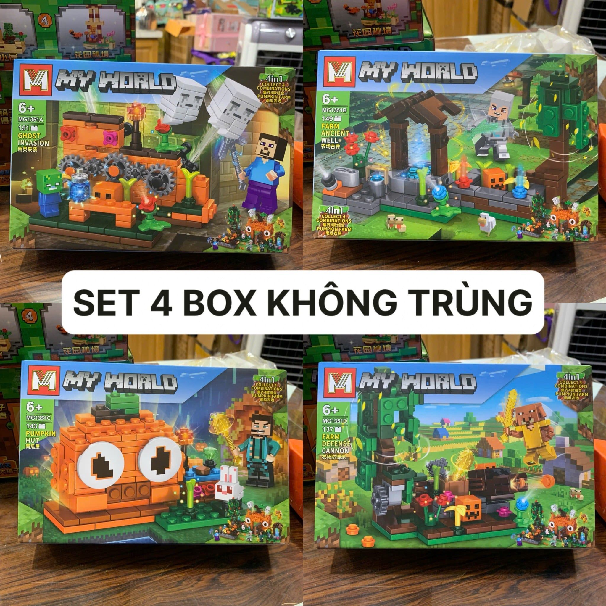  Đồ chơi lắp ráp : Bộ sưu tập nhiều mẫu Minecraft sáng tạo, 3ages, No. MG661, MG805, MG1252, MG1133, MG1351 