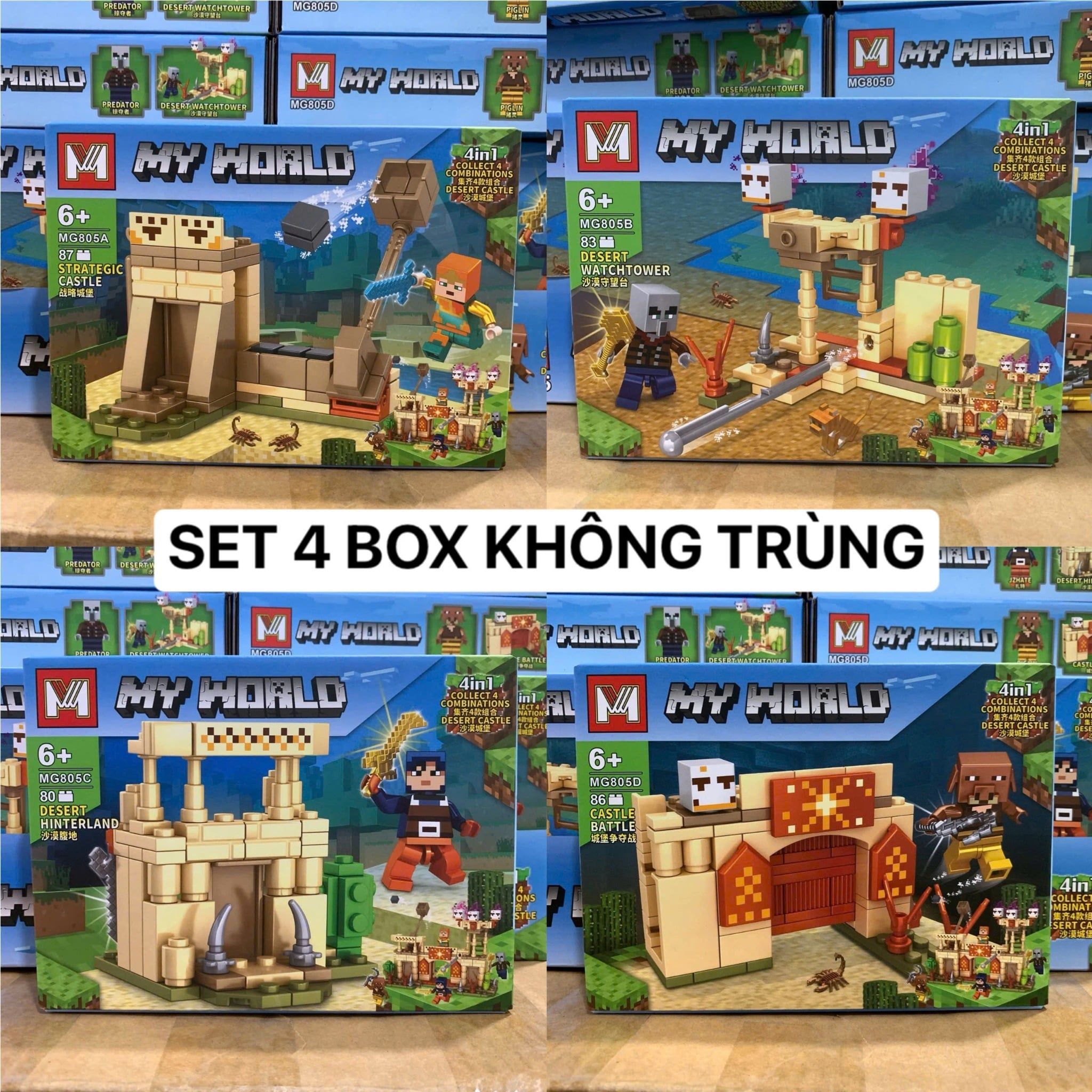  Đồ chơi lắp ráp : Bộ sưu tập nhiều mẫu Minecraft sáng tạo, 3ages, No. MG661, MG805, MG1252, MG1133, MG1351 