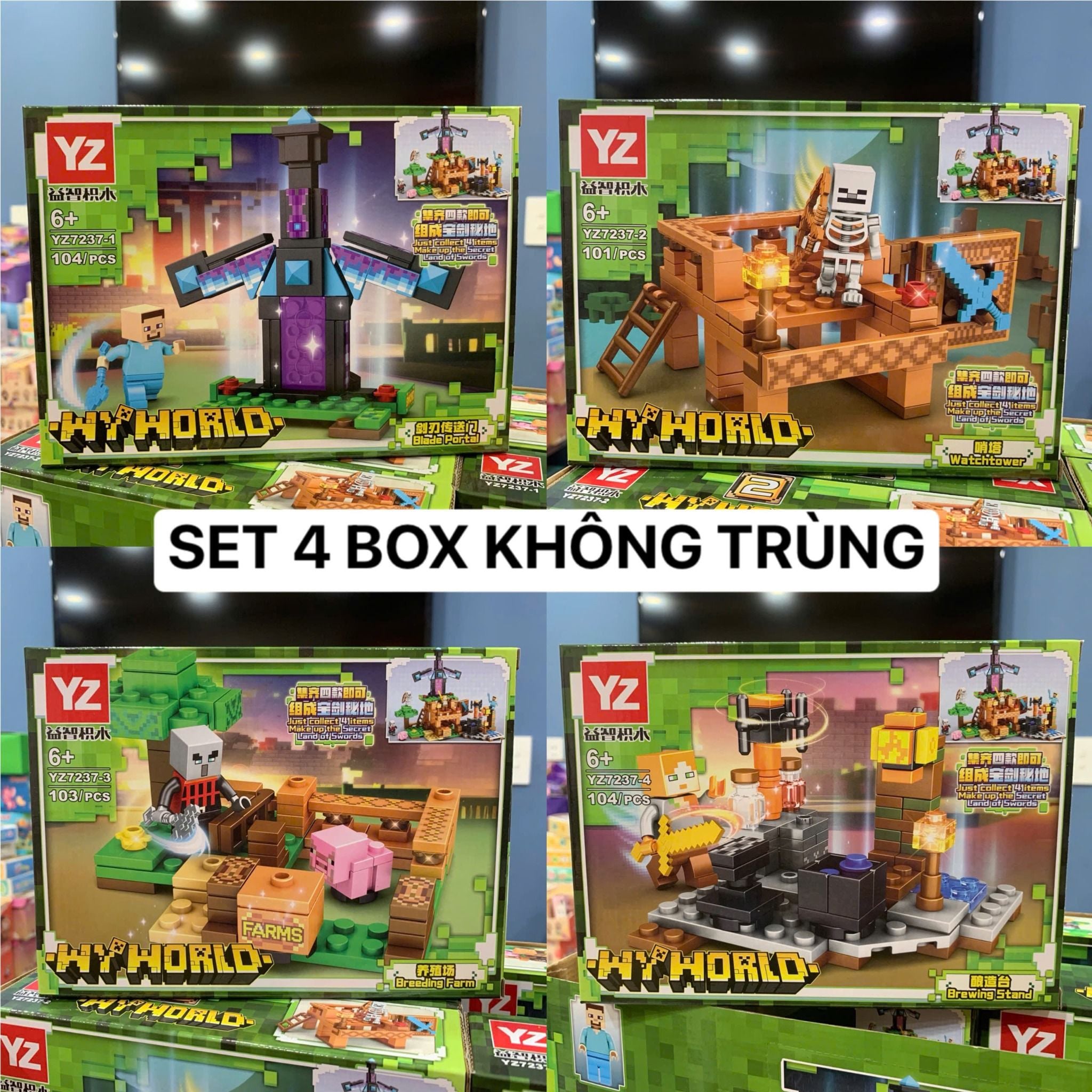  Đồ chơi lắp ráp : Bộ sưu tập nhiều mẫu Minecraft sáng tạo, 3ages, No. 66067, 66068, 66071, 470, D812-20, YZ7238-40 