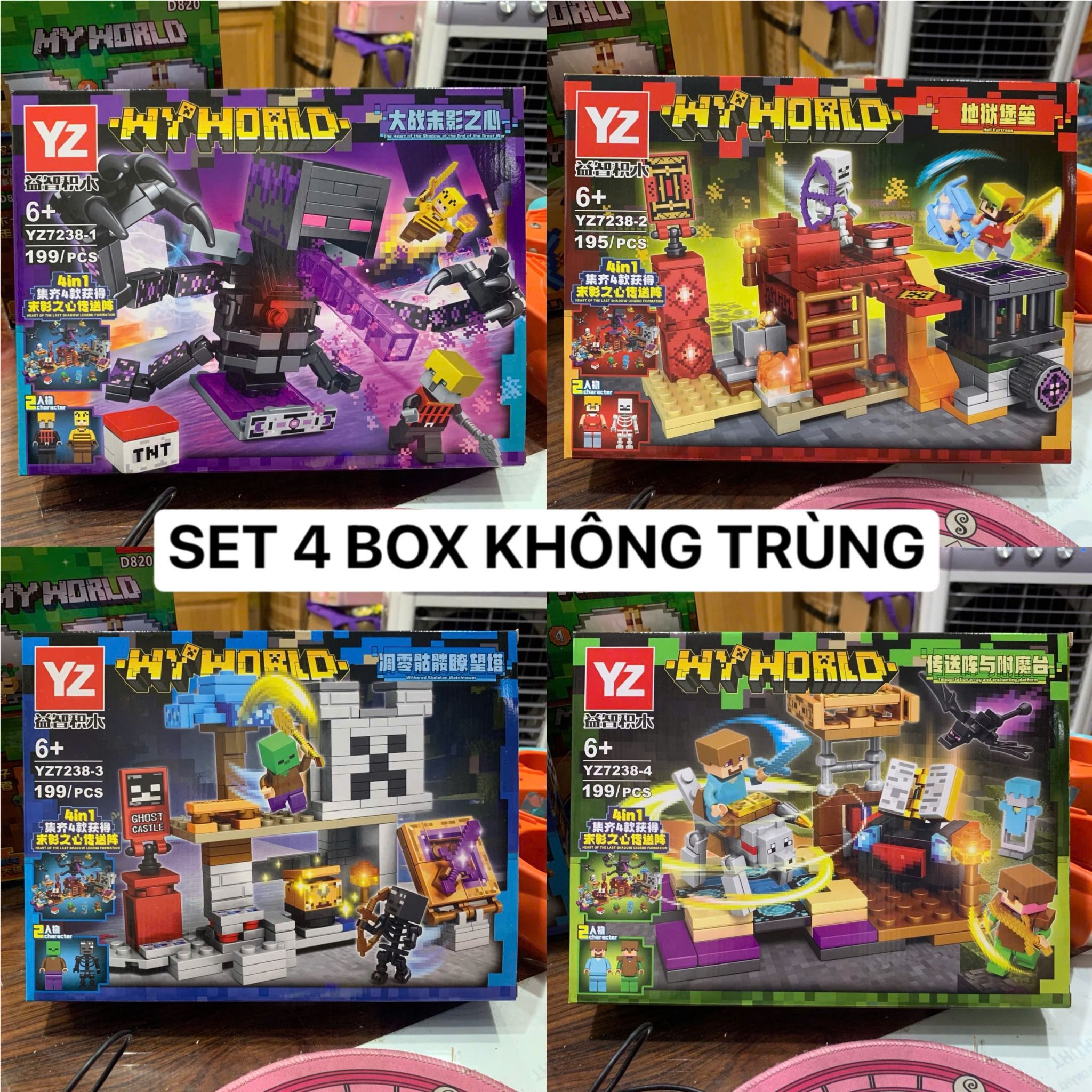  Đồ chơi lắp ráp : Bộ sưu tập nhiều mẫu Minecraft sáng tạo, 3ages, No. 66067, 66068, 66071, 470, D812-20, YZ7238-40 