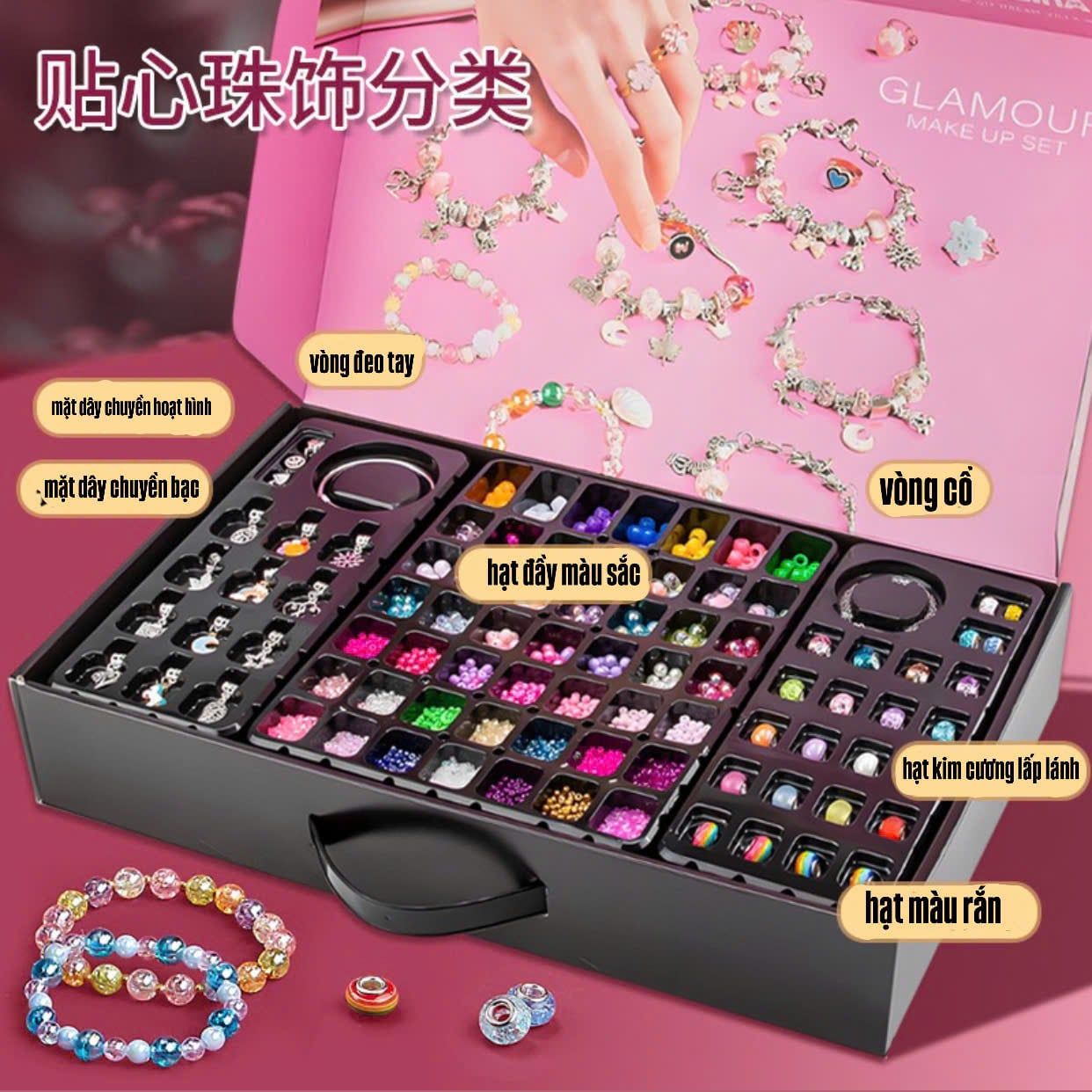  Đồ chơi nhập vai : BỘ CHARM THIẾT KẾ TRANG SỨC – HỘP HẠT CHÂU DIY CHO BÉ GÁI, 3888+pcs, No. VC8029 