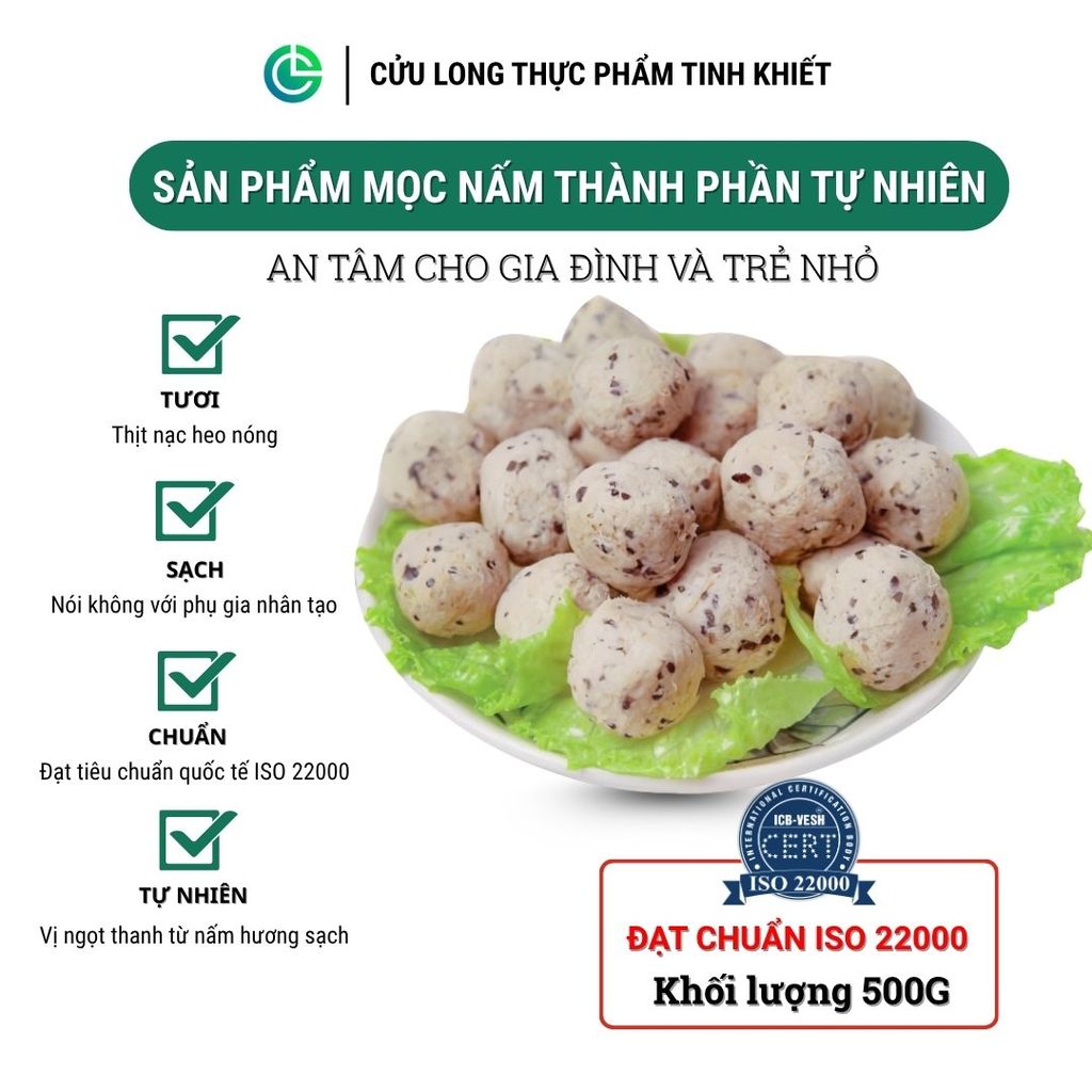 Combo Giò Chả Ngon Cửu Long: Chả Lụa (0.5KG), Chả Nướng (0.5KG), Chả Mọc Nấm Hướng (0.5KG) - Sạch Chuẩn ISO 22000