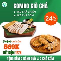 Combo Giò Chả Ngon Cửu Long: Chả Mỡ (1KG), Chả Chiên (1KG) - Sạch An Tâm, Giao Nóng Mỗi Ngày