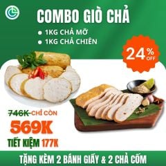 Combo Giò Chả Ngon Cửu Long: Chả Mỡ (1KG), Chả Chiên (1KG) - Không Phụ Gia Nhân Tạo, Giao Nóng Mỗi Ngày