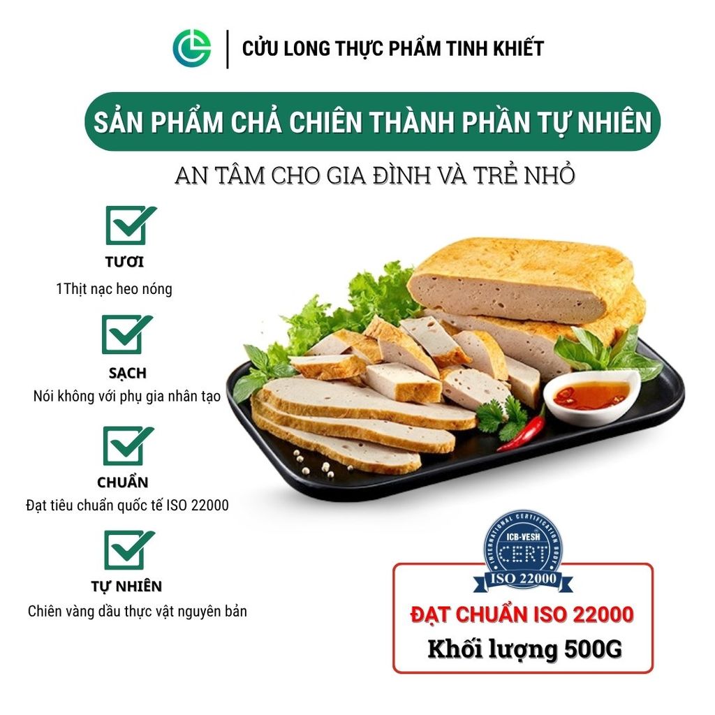Combo Giò Chả Ngon Cửu Long: Chả Lụa (0.5KG), Chả Nướng (0.5KG), Chả Chiên (0.5KG) - Sạch An Tâm, Tiết Kiệm