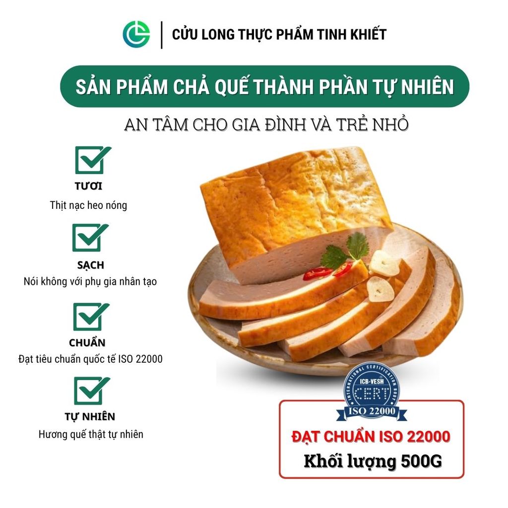 Combo Giò Chả Ngon Cửu Long: Chả Lụa (0.5KG), Chả Nướng (0.5KG), Chả Chiên (0.5KG) - Sạch An Tâm, Tiết Kiệm