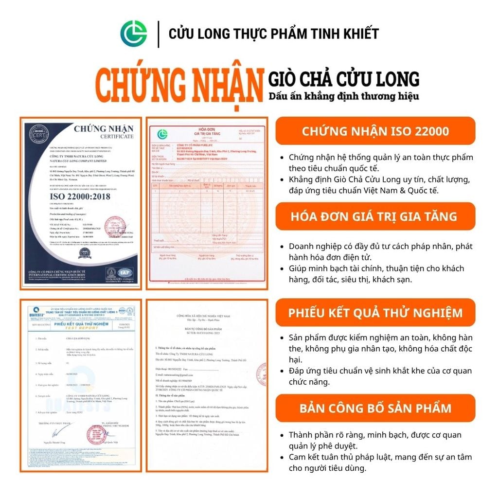 Combo Giò Chả Ngon Cửu Long: Chả Lụa (0.5KG), Chả Nướng (0.5KG), Chả Chiên (0.5KG) - Sạch An Tâm, Tiết Kiệm