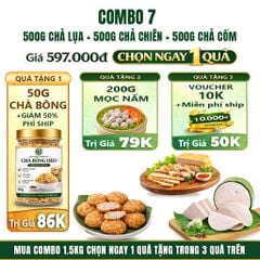 Combo Giò Chả Ngon Cửu Long: Chả Lụa (0.5KG), Chả Cốm (0.5KG), Chả Chiên (0.5KG) - Sạch An Tâm, Giao Nóng
