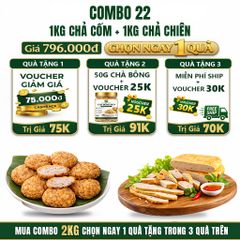 Combo Giò Chả Ngon Cửu Long 2Kg: Chả Cốm Làng Vòng 1Kg, Chả Chiên Sạch 1Kg - Sạch Không Phụ Gia Nhân Tạo