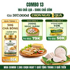Combo Giò Chả Ngon Cửu Long: Chả Lụa (1KG), Chả Cốm (0.5KG) - Giao Nóng Trong Ngày, Sạch Tiết Kiệm
