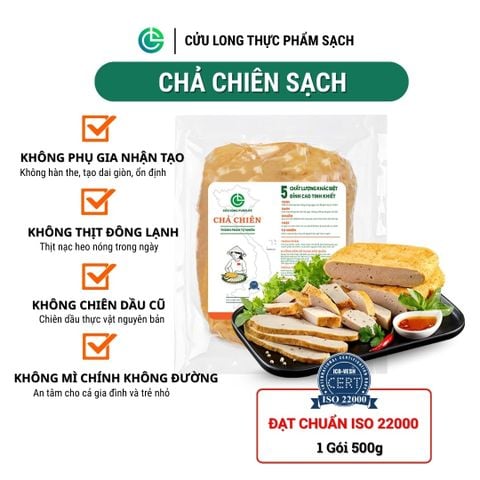 Combo Giò Chả Ngon Cửu Long 2Kg: Chả Cốm Làng Vòng 1Kg, Chả Chiên Sạch 1Kg - Sạch Không Phụ Gia Nhân Tạo