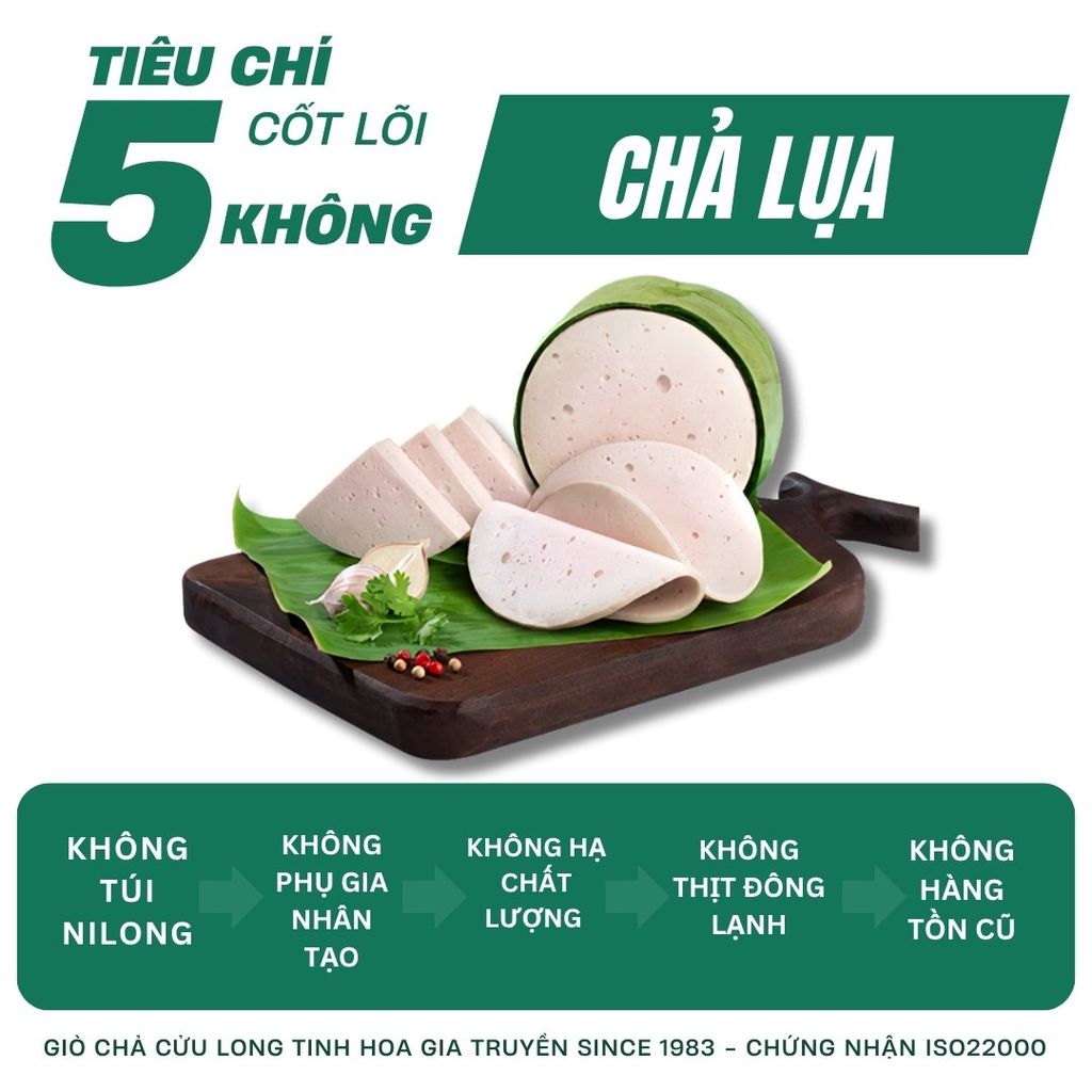 Combo Giò Chả Ngon Cửu Long: Chả Lụa (1KG), Chả Bì (0.5KG), Chả Chiên (0.25KG) - Gói Lá Chuối, Giao Nóng Mỗi Ngày