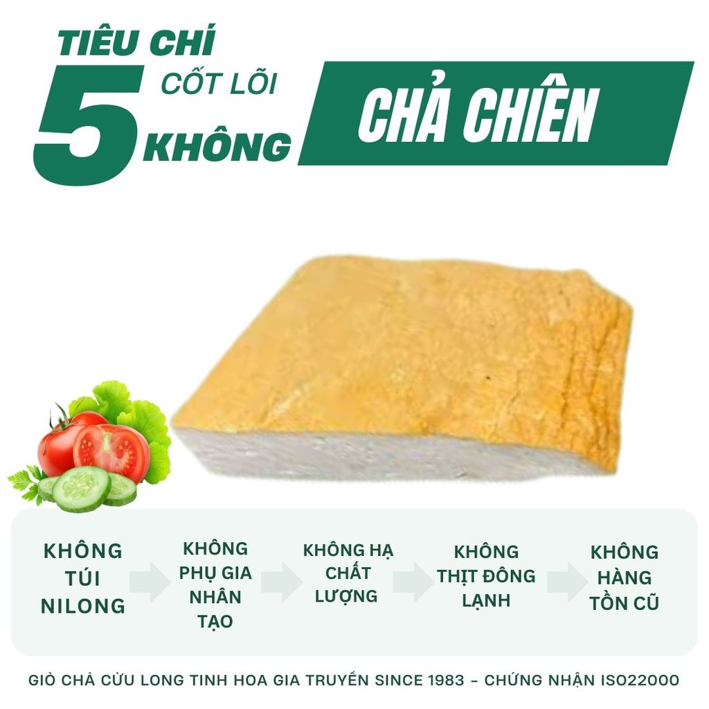 Combo Giò Chả Ngon Cửu Long: Chả Chiên (1KG), Chả Mọc Nấm Hương (0.5KG) - Giao Nóng, Ăn Sạch, Chuẩn ISO 22000