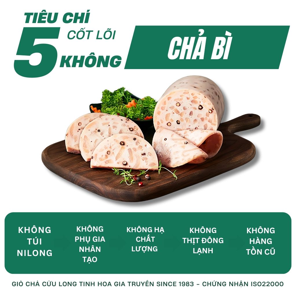 Combo Giò Chả Ngon Cửu Long: Chả Lụa (0.5KG), Chả Bì (0.5KG), Chả Chiên (0.5KG), Chả Cốm (0.25KG) - Sạch, Giao Nóng Mỗi Ngày