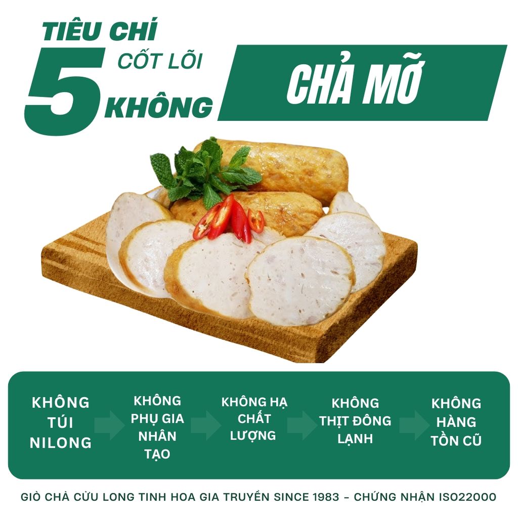Combo Giò Chả Ngon Cửu Long: Chả Mỡ (1KG), Chả Chiên (1KG) - Không Phụ Gia Nhân Tạo, Giao Nóng Mỗi Ngày