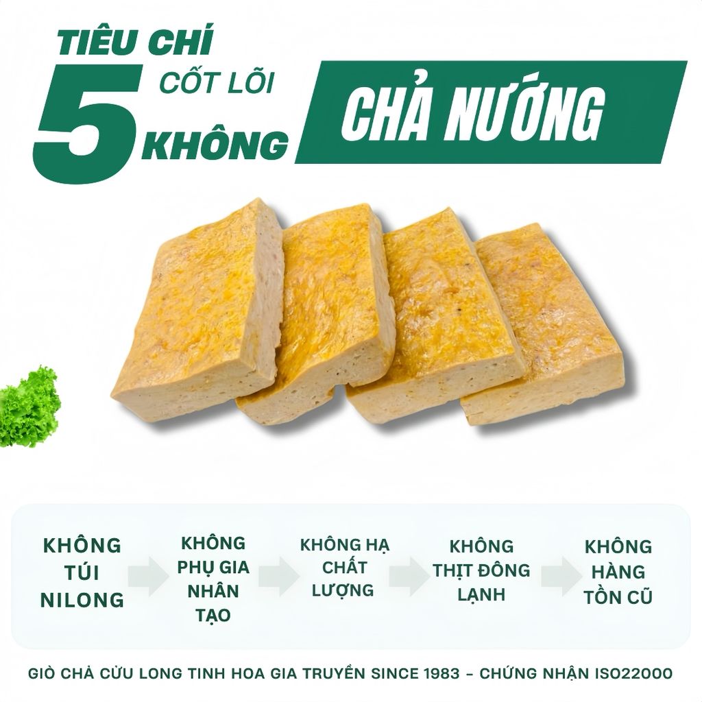 Combo Giò Chả Ngon Cửu Long: Chả Lụa (0.5KG), Chả Nướng(0.5KG), Chả Cốm (0.25KG) - Sạch ISO 22000