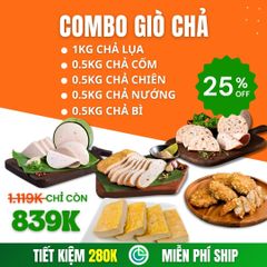 Combo Giò Chả Sạch 5 Món 3kg – Chả Lụa, Chả Chiên, Chả Cốm, Chả Bì, Chả Nướng