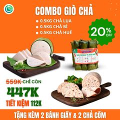 Combo Giò Chả Ngon Cửu Long: Chả Lụa (0.5KG), Chả Bì (0.5KG), Chả Huế (0.5KG) - Không Túi Nilong