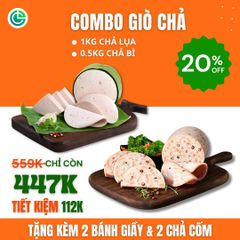 Combo Giò Chả Ngon Cửu Long: Chả Lụa (1KG), Chả Bì (0.5KG) - Không Túi Nilong, Sạch An Tâm