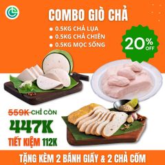 Combo Giò Chả Ngon Cửu Long: Chả Lụa (0.5KG), Chả Bì (0.5KG), Chả Chiên (0.5KG) - Không Phụ Gia Nhân Tạo