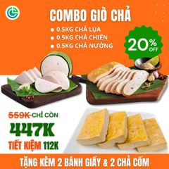 Combo Giò Chả Ngon Cửu Long: Chả Lụa (0.5KG), Chả Nướng (0.5KG), Chả Chiên (0.5KG) - Sạch An Tâm, Tiết Kiệm