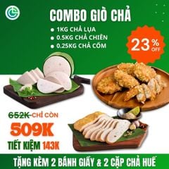 Combo Giò Chả Ngon Cửu Long: Chả Lụa (1KG), Chả Chiên (0.5KG), Chả Cốm (0.25KG) - Giao Nóng Mỗi Ngày, Sạch Chuẩn ISO 22000