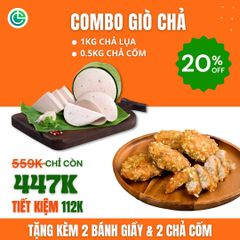 Combo Giò Chả Ngon Cửu Long: Chả Lụa (1KG), Chả Cốm (0.5KG) - Giao Nóng Trong Ngày, Sạch Tiết Kiệm