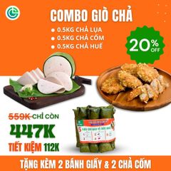 Combo Giò Chả Ngon Cửu Long: Chả Lụa (0.5KG), Chả Cốm (0.5KG), Chả Huế (0.5KG) - Sạch, Tiết Kiệm, An Tâm