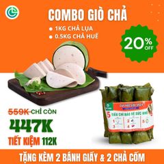 Combo Giò Chả Ngon Cửu Long: Chả Lụa (1KG), Chả Huế (0.5KG) - Không Phụ Gia Nhân Tạo, Chuẩn ISO 22000