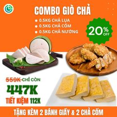 Combo Giò Chả Ngon Cửu Long: Chả Lụa (0.5KG), Chả Cốm (0.5KG), Chả Nướng (0.5KG) - Sạch An Tâm, Giao Nóng
