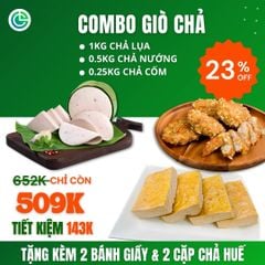 Combo Giò Chả Ngon Cửu Long: Chả Lụa (1KG), Chả Bì (0.5KG), Chả Nướng (0.5KG), Chả Cốm (0.25KG) - Sạch, An Tâm, Tiết Kiệm
