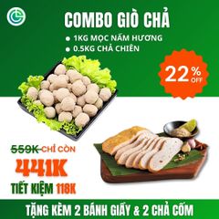 Combo Giò Chả Ngon Cửu Long: Chả Chiên (1KG), Chả Mọc Nấm Hương (0.5KG) - Giao Nóng, Ăn Sạch, Chuẩn ISO 22000