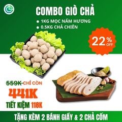 Combo Giò Chả Ngon Cửu Long: Mọc Nấm Hương (1KG), Chả Chiên (0.5KG) - Không Phụ Gia Nhân Tạo, Giao Nóng