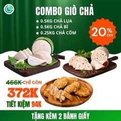 Combo Giò Chả Ngon Cửu Long: Chả Lụa (0.5KG), Chả Bì (0.5KG), Chả Cốm (0.25KG) - An Tâm Vượt Trội TPHCM