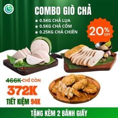 Combo Giò Chả Ngon Cửu Long: Chả Lụa (0.5KG), Chả Cốm (0.5KG), Chả Chiên (0.25KG) - Ăn Ngon, Sạch, Tiết Kiệm
