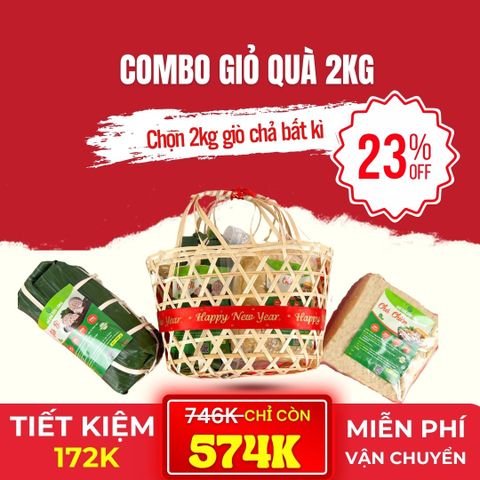 Combo Giỏ Quà 2kg Giò Chả Sạch – Món Quà Sạch, Sang, Chuẩn Vị Truyền Thống