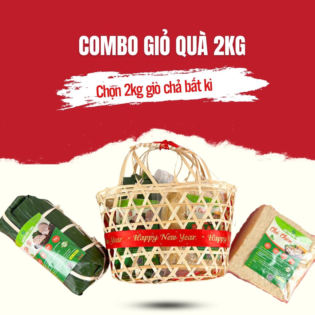 Combo Giỏ Quà 2kg Giò Chả Sạch – Món Quà Sạch, Sang, Chuẩn Vị Truyền Thống