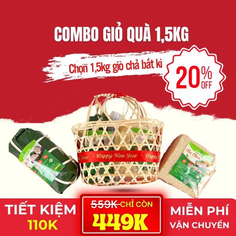 Combo Giỏ Quà 1.5kg Giò Chả Sạch – Biếu Tặng Sạch, Giao Nóng Mỗi Ngày