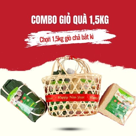 Combo Giỏ Quà 1.5kg Giò Chả Sạch – Biếu Tặng Sạch, Giao Nóng Mỗi Ngày
